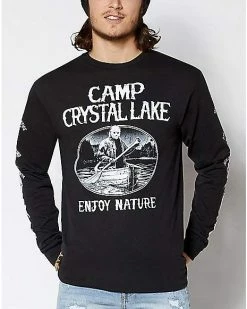 Best Sale 😉 Camp Crystal Lake Long Sleeve T 👕 Shirt - Friday the 13th ✨