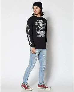 Best Sale 😉 Camp Crystal Lake Long Sleeve T 👕 Shirt - Friday the 13th ✨ -EASY Come EASY GO-shop 03454352 c