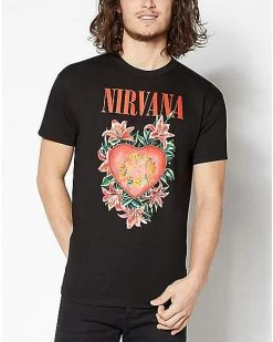 Wholesale ⌛ Floral Heart Nirvana T 👕 Shirt 🎉