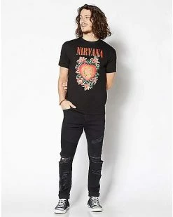 Wholesale ⌛ Floral Heart Nirvana T 👕 Shirt 🎉 -EASY Come EASY GO-shop 03455649 c