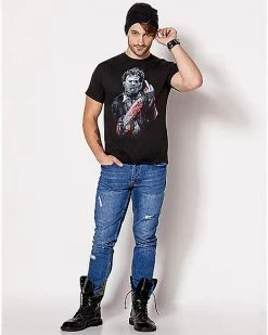 Brand new 💯 Black Leatherface T 👚 Shirt - The Texas Chainsaw Massacre 🌟 -EASY Come EASY GO-shop 03630399 c