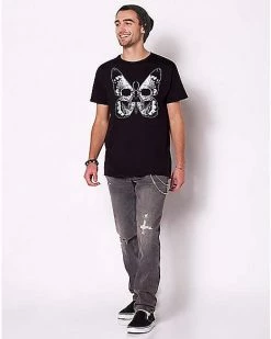 Outlet 🥰 Butterfly Skull T 👚 Shirt 😉 -EASY Come EASY GO-shop 03915071 c