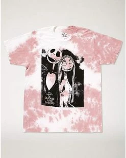 New 🤩 Pink Tie Dye Jack Skellington and Sally T 👚 Shirt - The Nightmare Before 🎄 Christmas ❤️