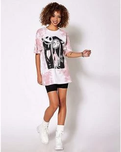 New 🤩 Pink Tie Dye Jack Skellington and Sally T 👚 Shirt - The Nightmare Before 🎄 Christmas ❤️ -EASY Come EASY GO-shop 03975174 c