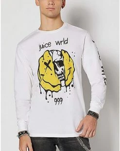Best Sale ๐ Long Sleeve Skull Smiley Face Juice WRLD T ๐ Shirt ๐ฅ