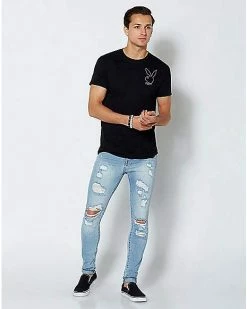 Promo ⭐ Playboy Bunny Stacked Logo T 👚 Shirt 👍 -EASY Come EASY GO-shop 04136636 c