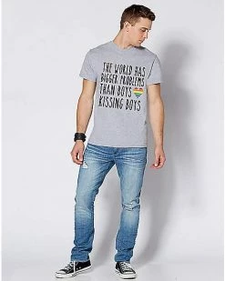 Cheapest 🥰 The World Has Bigger Problems Than Boys Kissing Boys Pride T 👕 Shirt 🥰 -EASY Come EASY GO-shop 07524366 c