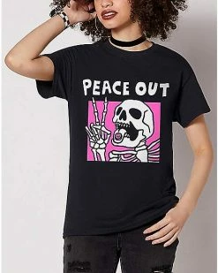 Outlet 🥰 Peace Out Skeleton T 👚 Shirt ⭐ -EASY Come EASY GO-shop 07614928 e
