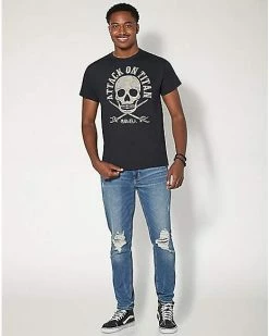 Discount 🔔 Skull Swords T 👕 Shirt - Attack on Titan 😀 -EASY Come EASY GO-shop 07632466 c