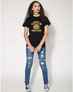 Wholesale 😍 Garfield Fluent in Sarcasm T 👕 Shirt 😉 -EASY Come EASY GO-shop 07691173 g