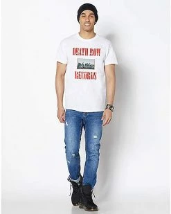 Brand new 😍 White Death Row Records Skyline T 👕 Shirt 🔔 -EASY Come EASY GO-shop 07693203 c