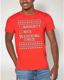 Deals ❤️ Naughty Nice Tired T 👚 Shirt 🥰